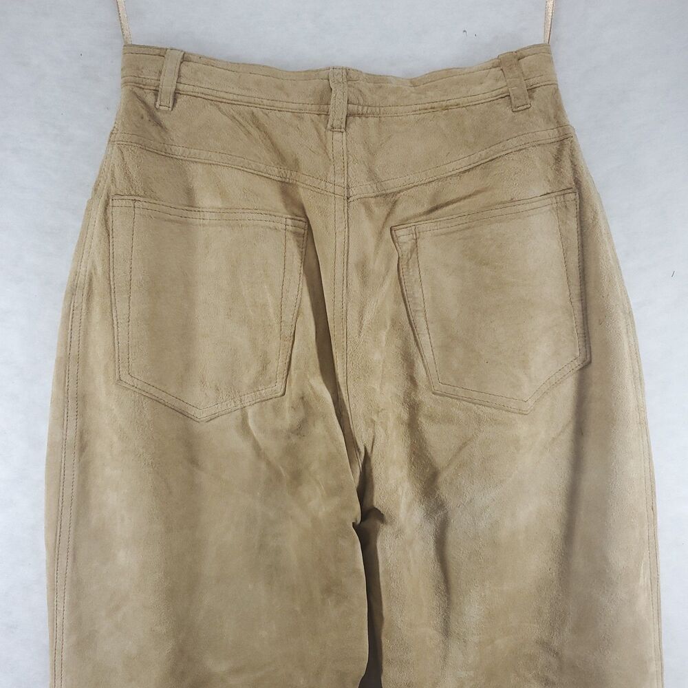 sz 6 28x30 Lauren Ralph Lauren Suede Pants Leather Tan Camel Preppy Equestrian - Picture 12 of 15
